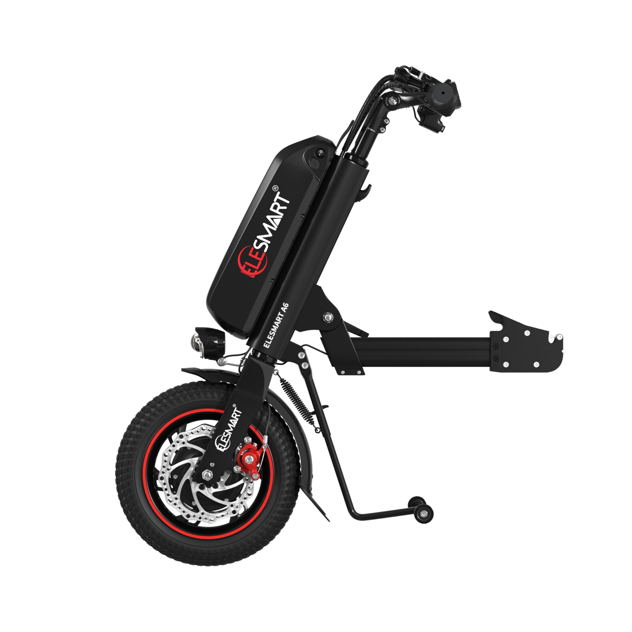 ELESMART A6 Electric Handcycle Wheelchair Power Attachment, Wheelchair Motor Attachment for Manual to Electric Upgrade, 16 Ah, 36V 500W, Center