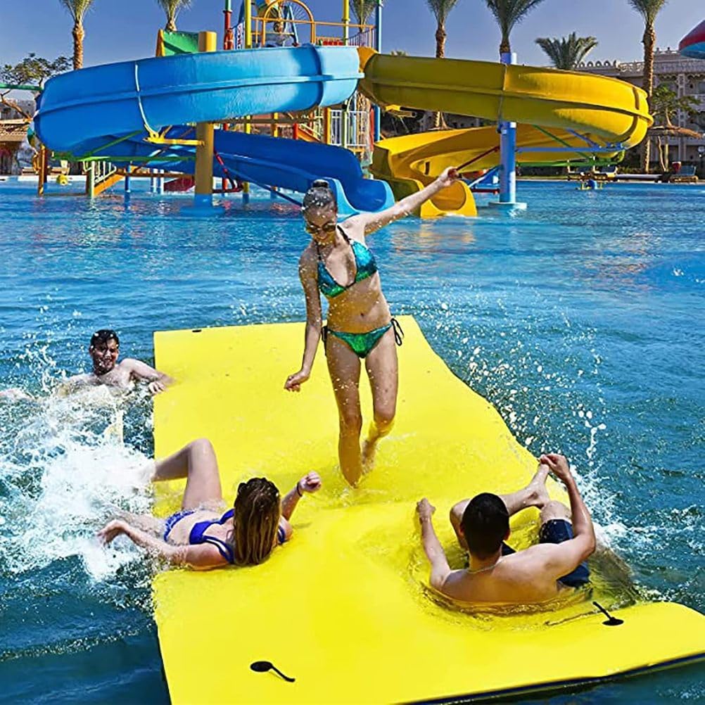 Tappetino Galleggiante Acquatico,Materassino Galleggiante Resistente agli Strappi,per Mare Lago Piscina,Nessuna necessità di Gonfiaggio, Design Pieghevole,Giallo,5.5m x 1.8m x 3.3cm