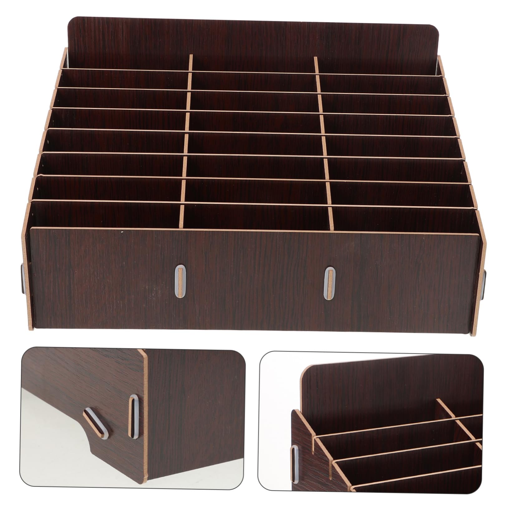 VICASKY Scatola Portaoggetti da Scrivania in Legno Scomparti Multipli, Organizer per Cellulare Multifunzionale per L'uso in Aula e Ufficio