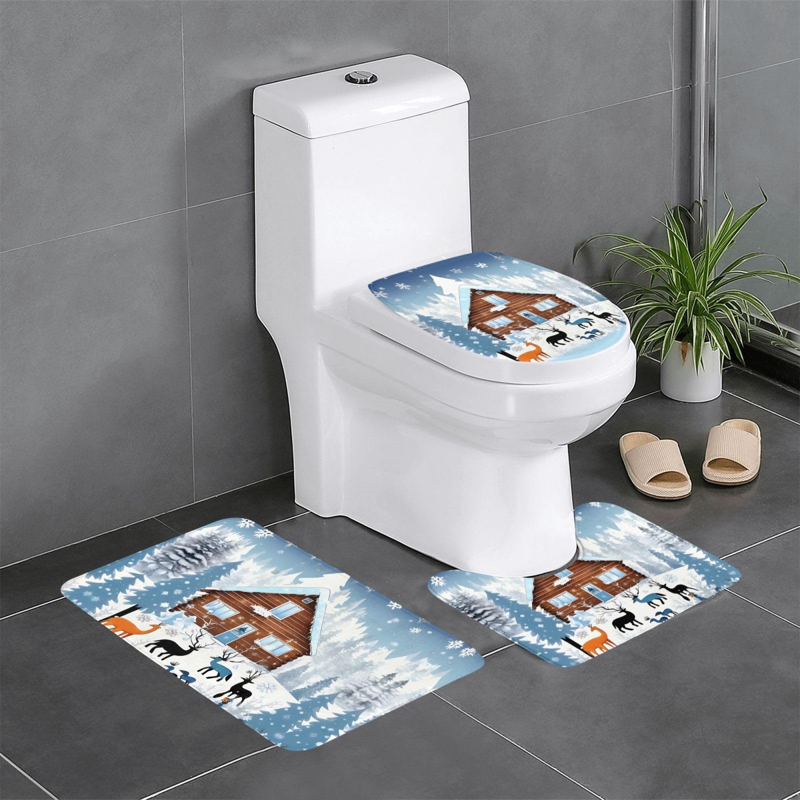 Tapis de bain antidérapant lot de 3 séchage rapide absorbant fauve