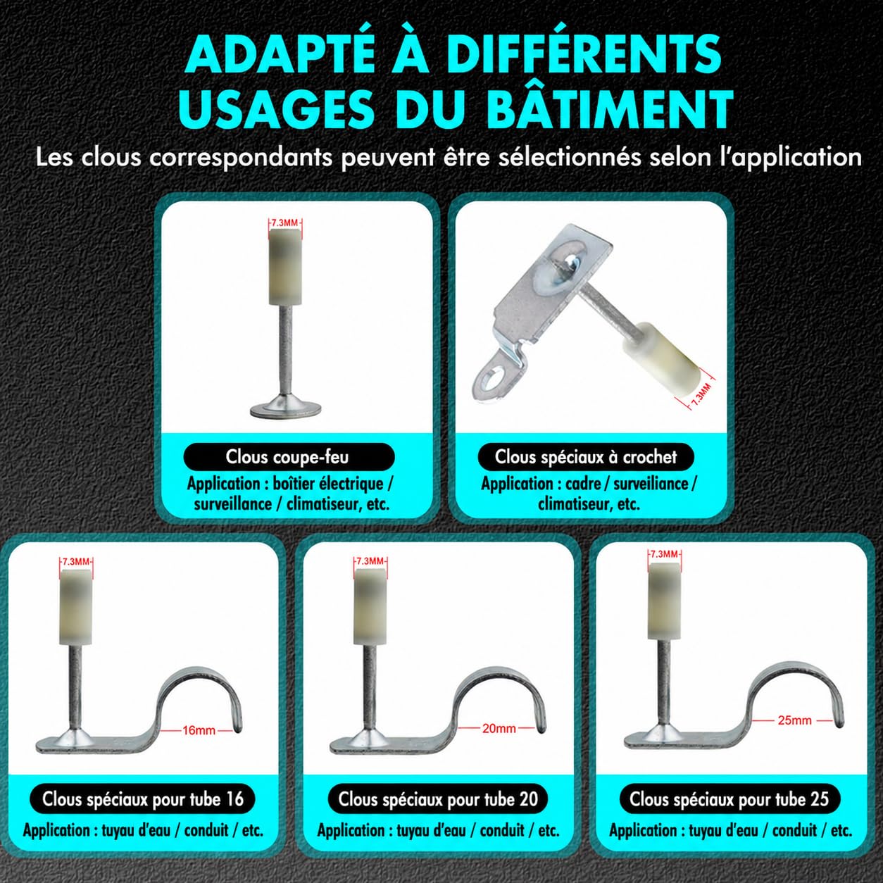 Pistolet à Clous à Béton Manuel, 5 Vitesses Pistolet Pneumatique pour Acier et Béton, Pistolets à Ongles Portable avec Gants à Lunettes (Ongles Non Inclus)