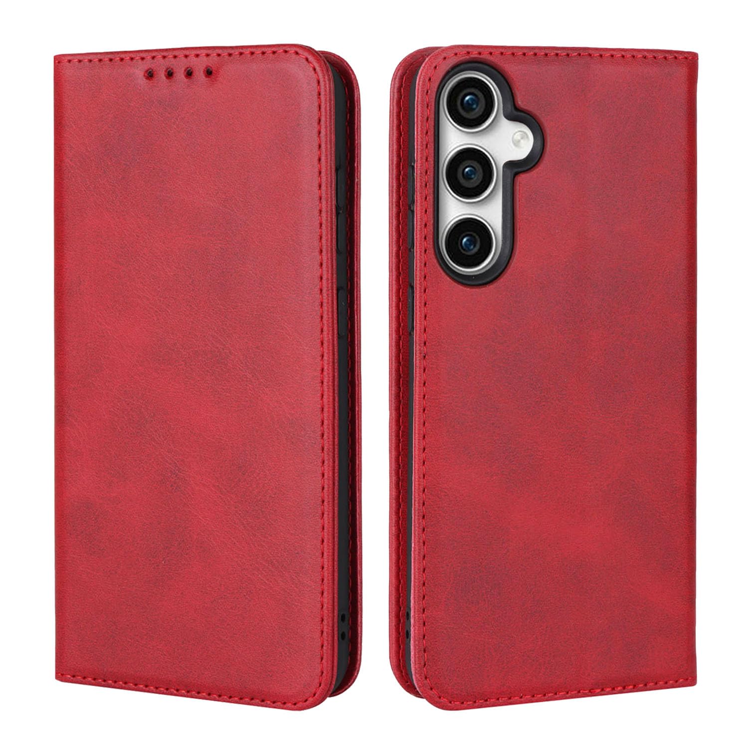 ?????? for Samsung Galaxy S23 FE Case Wallet with Card Holder,for Samsung Galaxy S23 FE phone Case for women,for Galaxy S23 FE flip cell phone cover with Credit card holders-Red