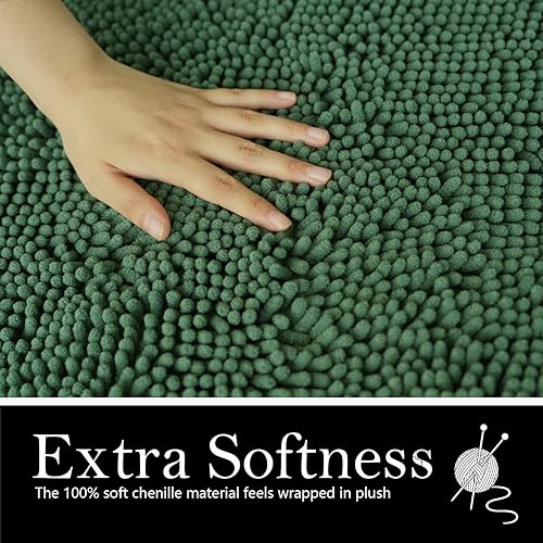 Miniatura 5 de Juego de 2 tapetes de baño de chenilla, superabsorbentes, parte trasera antideslizante de PVC, tapetes de baño para baño, felpa peluda, gruesa,