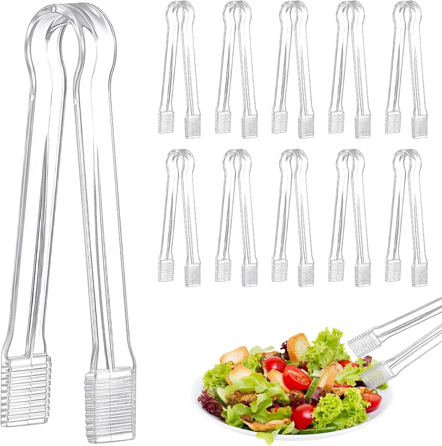 9 pinze da portata in plastica usa e getta resistenti, confezione