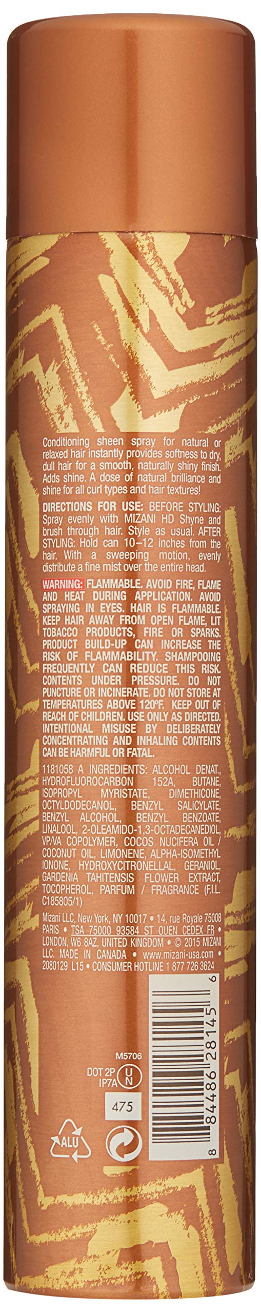 MIZANI HD Shyne Lightweight Hairspray - Weightless, Oil-Free Formula, Shine & Nourishment