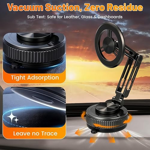 Miniatura 4 de Soporte magnético de teléfono de automóvil con brazo de metal largo extendido con ventosa más fuerte, soporte universal ajustable de 360 para