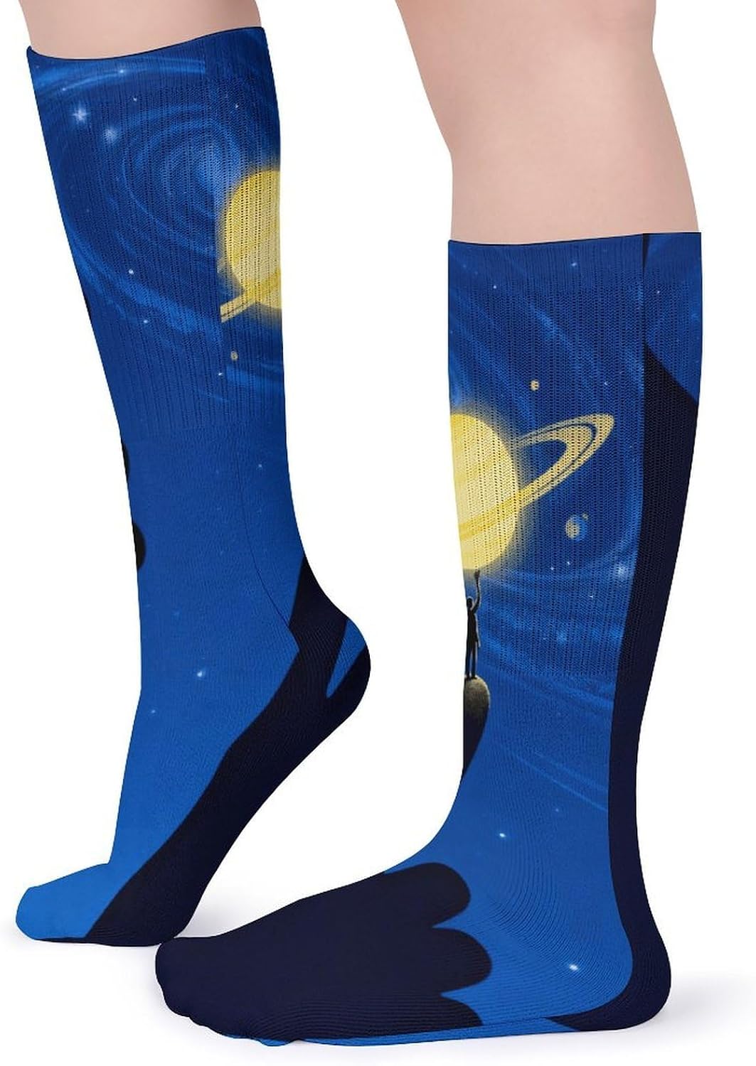 5 Pairs Knee High Socks Blue Starry Sky Long Tube Boot Seamless Toe