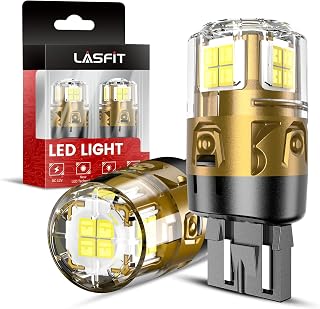 LASFIT 7443 7440 LED Reverse Backup Bulbs 6000K White T20 - 5x Brighter Plug & Play DRL Lights, Non-Polarity 7444 W21W WY21W Pack of 2