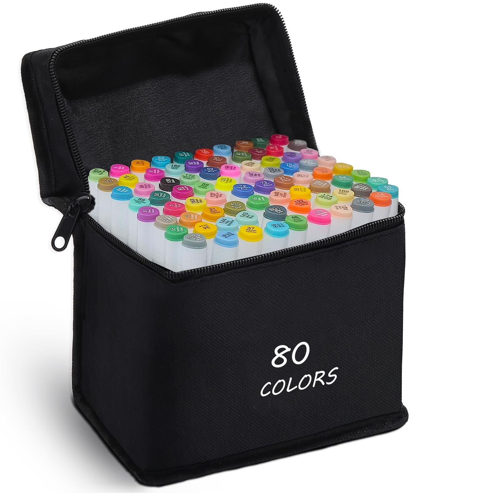 RiyaNed Permanent Marker Set,Colouring Pens for Adults Double-Headed Art Sketch Marker, Art Design Colouring Pens Markers for Children's Drawing, Sketching, Coloring, Underline,Graffiti (80 color-1)