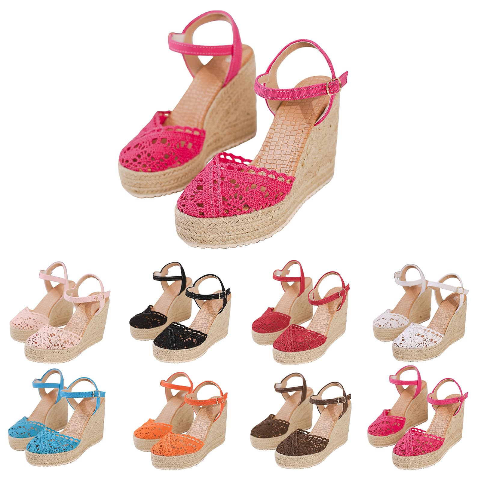 Generisch Sandalias de mujer estrechas con escote lateral y hebilla para mujer – Sandalias de verano de moda material tejido zapatos mujer 40 zapatillas
