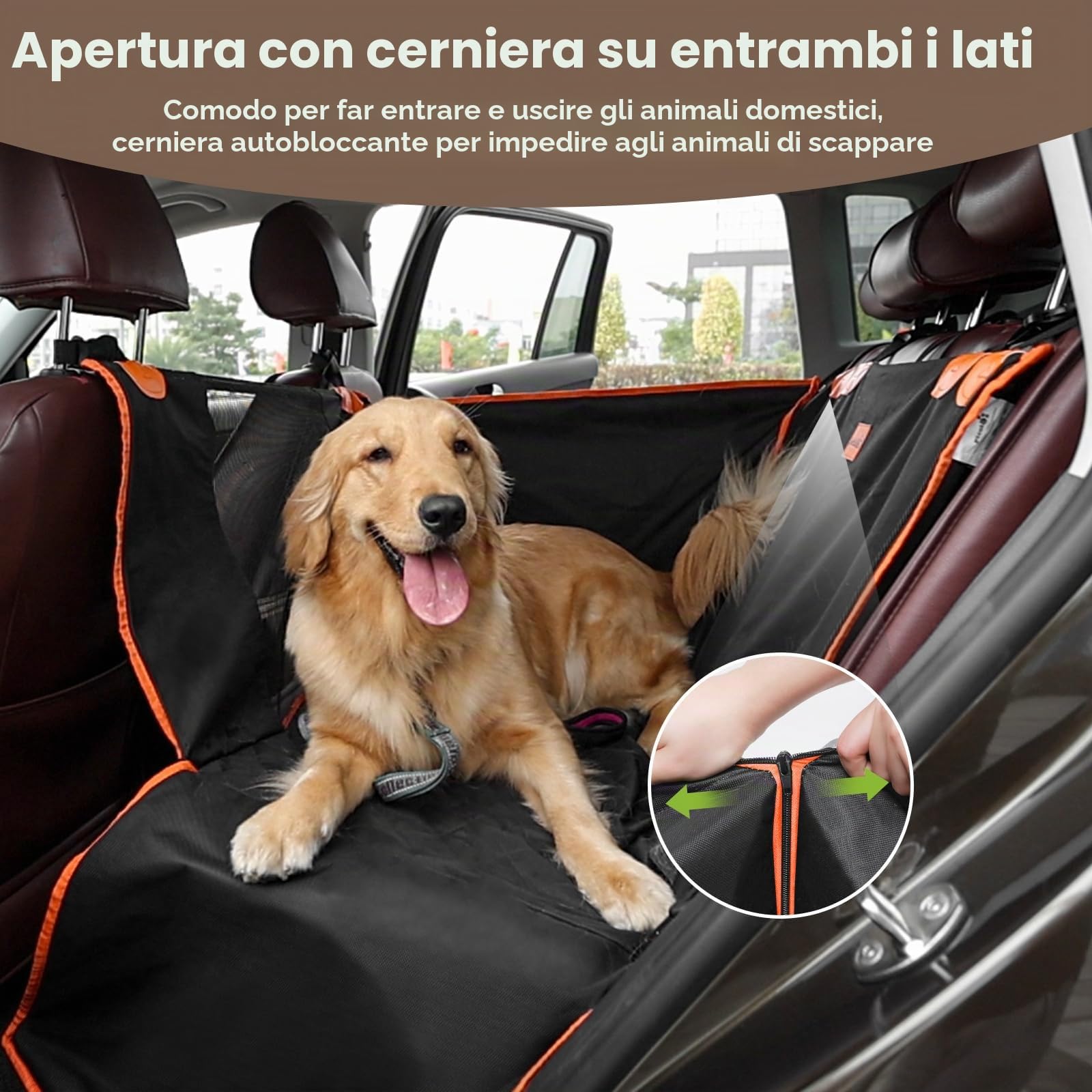 Pecute Seggiolino Auto per Cani Grandi,Seggiolino Auto per Cani di Piccola e Media Taglia, Coprisedile Auto Cane con Cintura di Sicurezza,100% Coprisedile Impermeabile, Resistente agli Strappi,L