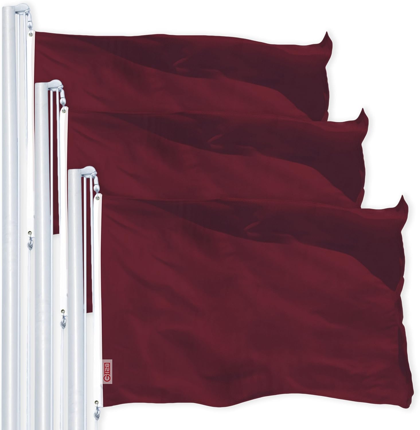 G128 2 Pack: Solid Burgundy Color Flag | 3x5 Ft | LiteWeave Pro Series Printed 150D Polyester | Indoor/Outdoor, Vibrant Colors, Brass Grommets, Thicker and More Durable Than 100D 75D Polyester