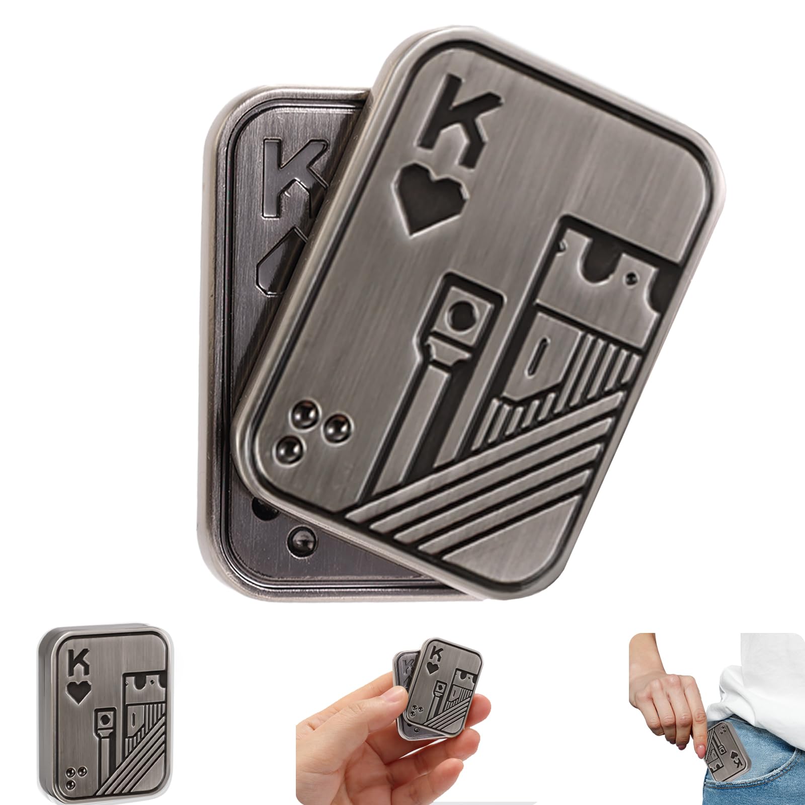 Fidget Slider for Adults,Metal Magnetic Fidget Toys for Stress Relief,Anxiety,ADHD,EDC Poker Push Card Cool Office Desk Magnet Toy Gift for Teen Friends Husband