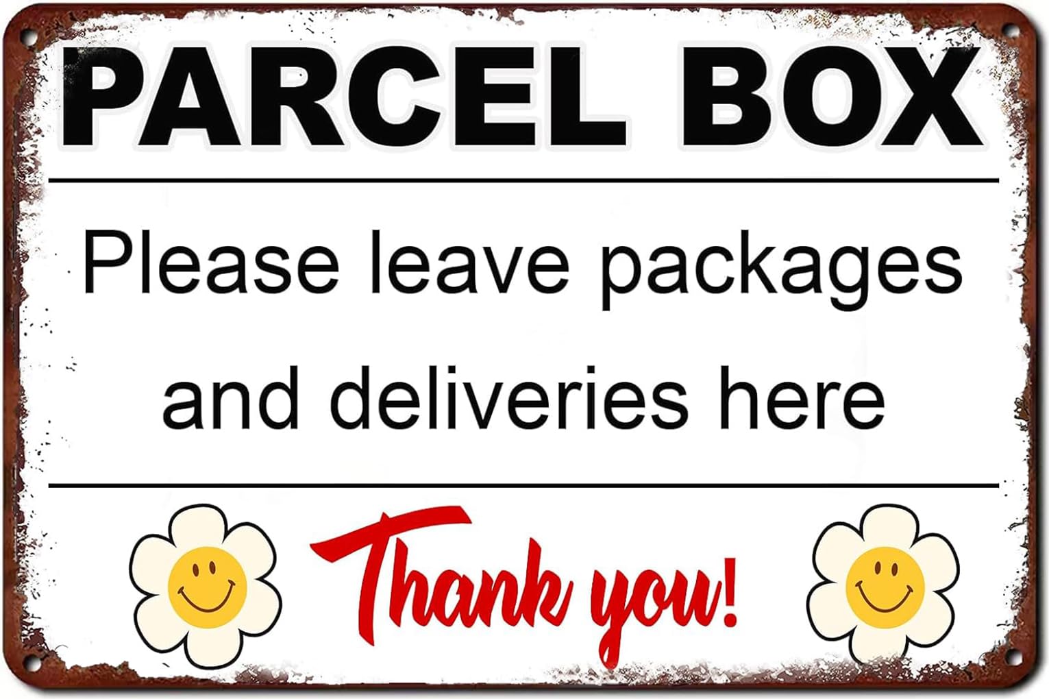 Yelacaay Tin Signs Parcel Box Please Leave Packages And Deliveries Here Warning Sign For Home Bar Pub Club Cafe Room Garage Man Cave Metal Sign Plaque Poster 8X12 Inch