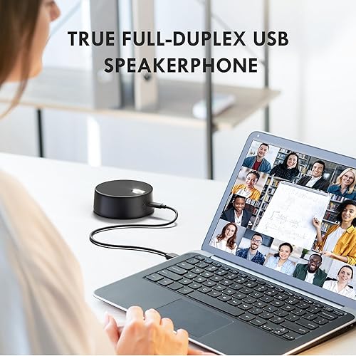 Miniatura 5 de Altavoces USB para computadora con micrófono, altavoz para computadora portátil con micrófono, 2 modos de sonido, captación de voz mejorada manos