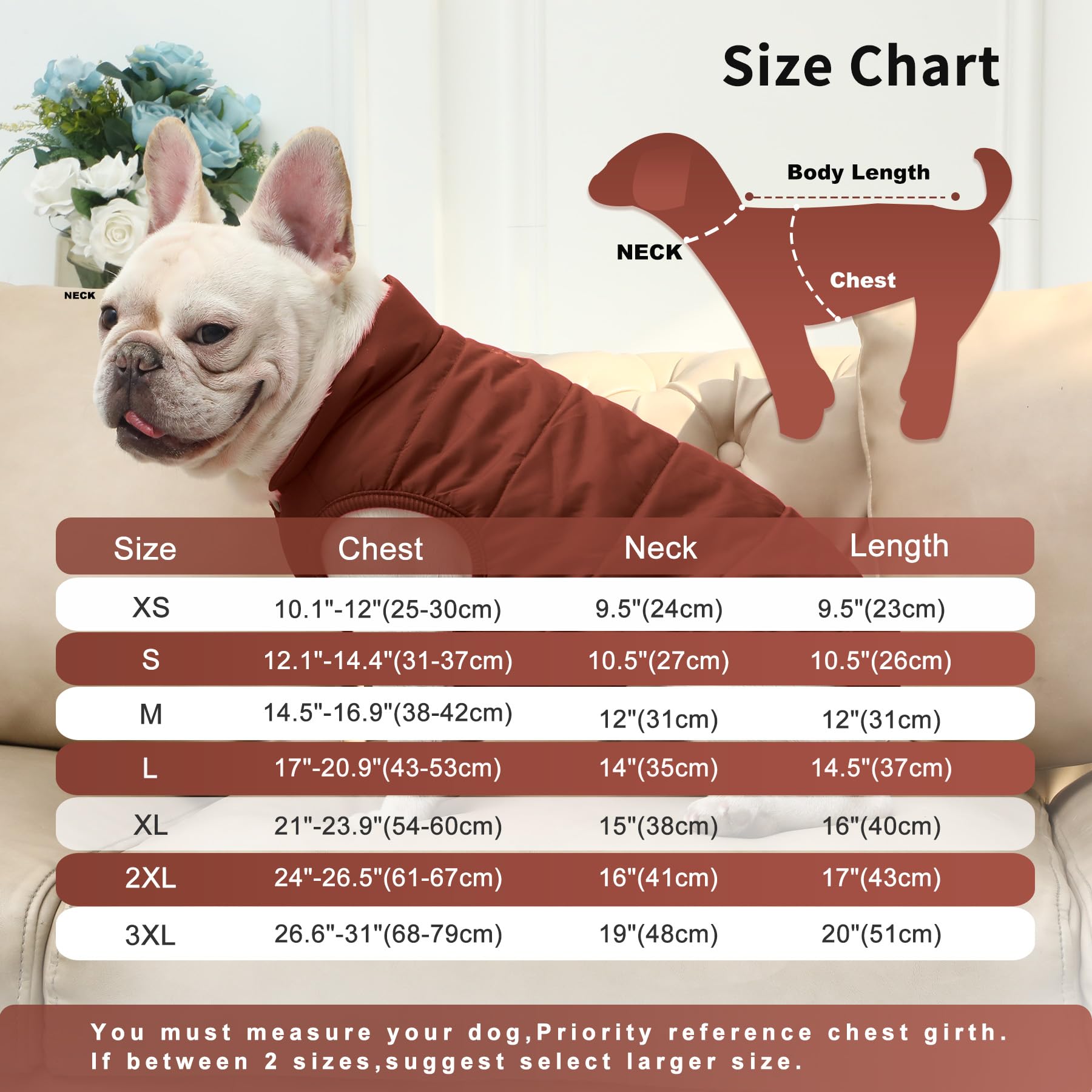 JoyDaog, giacca per cani, a 2 strati, foderata in pile, super calda e molto morbida, ideale per il freddo e per l’inverno, gilet antivento per cani