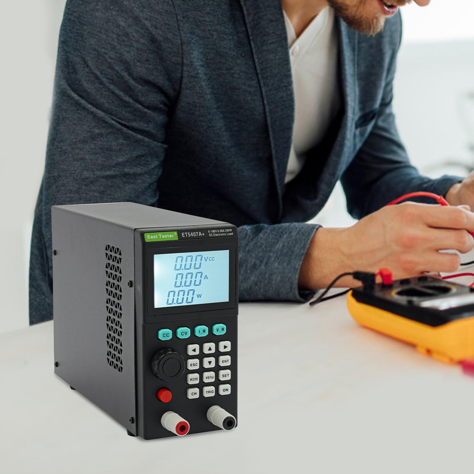 Comprobador de carga electrónico de 200 W con 4 modos de medición (CC/CV/CR/CP) y 5 modos de prueba, 0-180 V/0-30 A de alta precisión de la batería, probador de carga digital con pantalla LCD