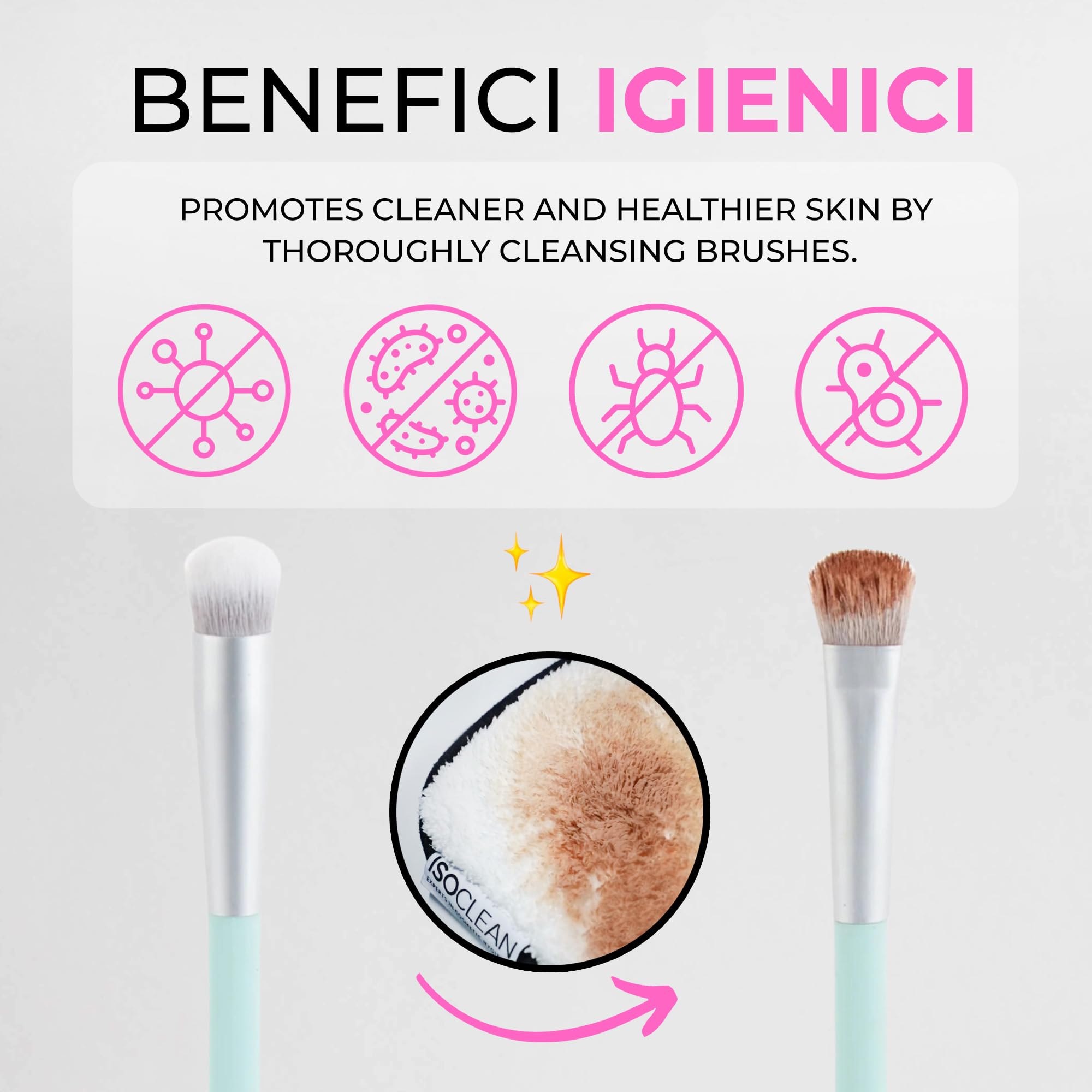 ISOCLEAN Detergente liquido per pennelli da trucco con vaschetta per immersione - Facile da versare - Pulisce le setole - Formula senza risciacquo, si asciuga in 60 secondi - 275ml