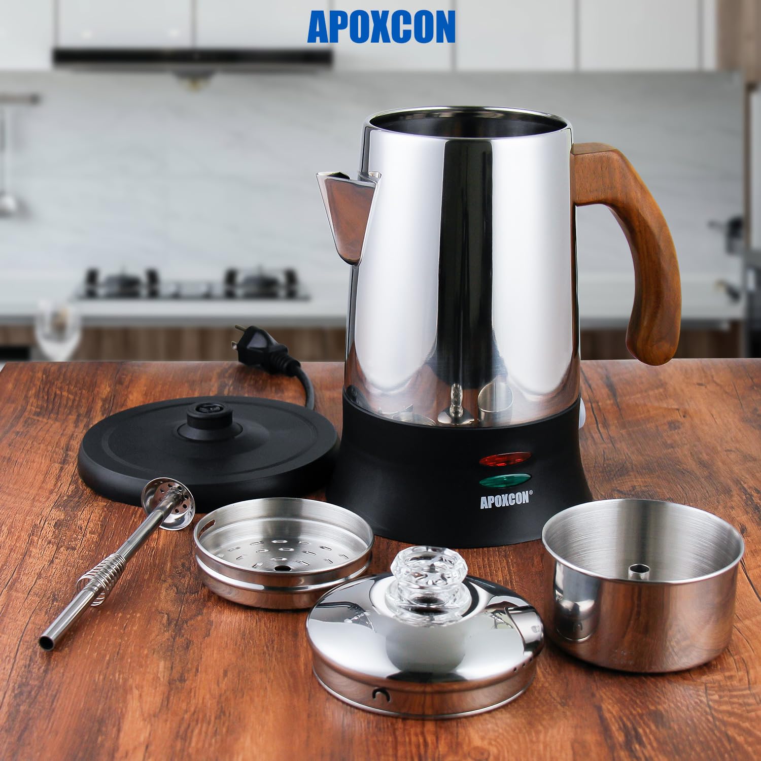 APOXCON Stainless Steel Coffee Maker - Keep Warm & Easy Use -3