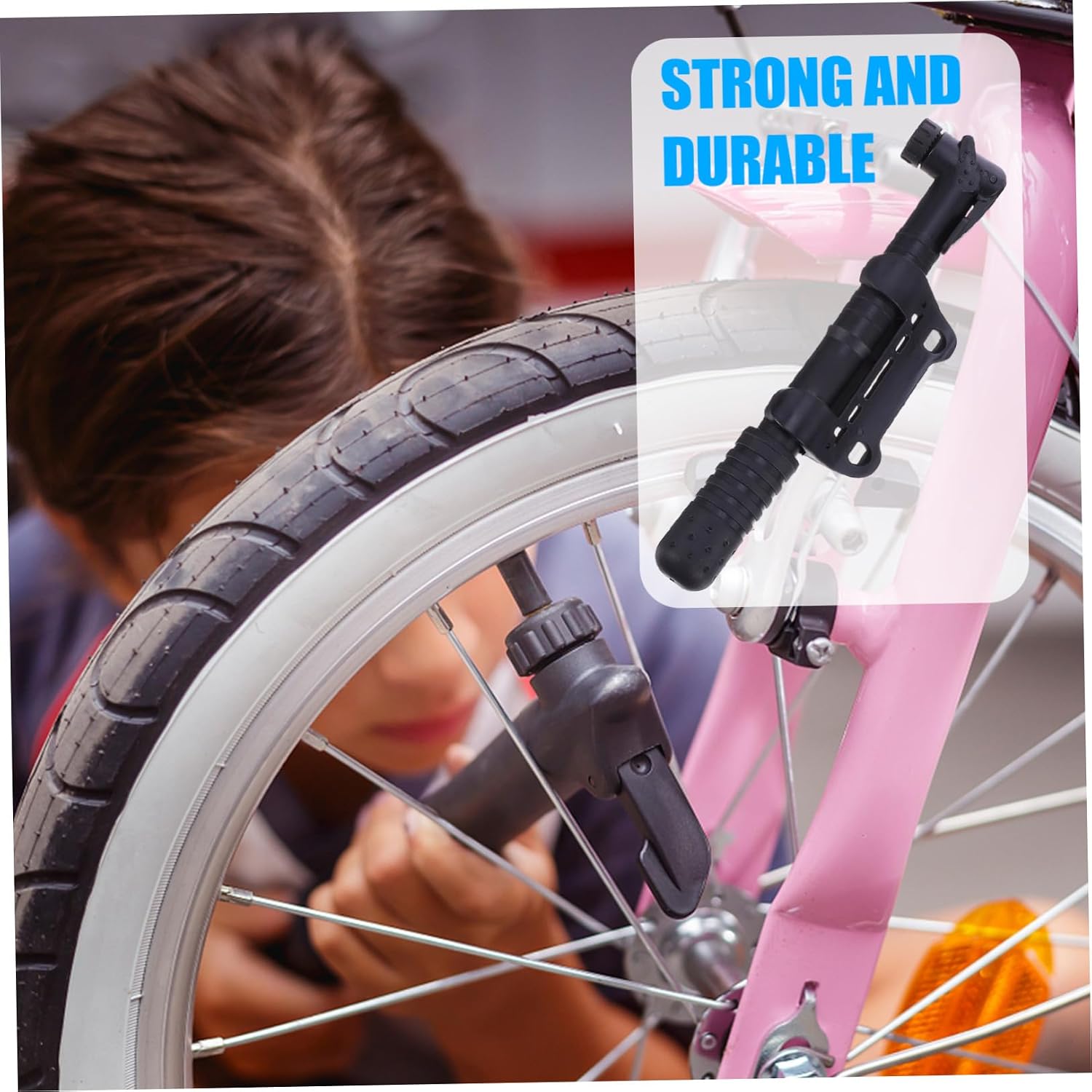 Wakauto Portable Bike Air Pump Mini High Pressure Inflator with Frame Mount Black for Valve Types Cycling Tire Pump for Road and Mountain Bikes