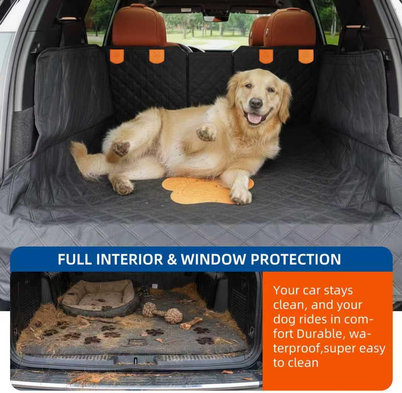 Split Cargo Liner for SUV – for Dogs & Pets, Heavy-Duty, 100% Waterproof Trunk Mat & Cargo Cover – Fits 60/40 Split Bench & Armrest Pass-Through – Machine Washable, Non-Slip, Durable