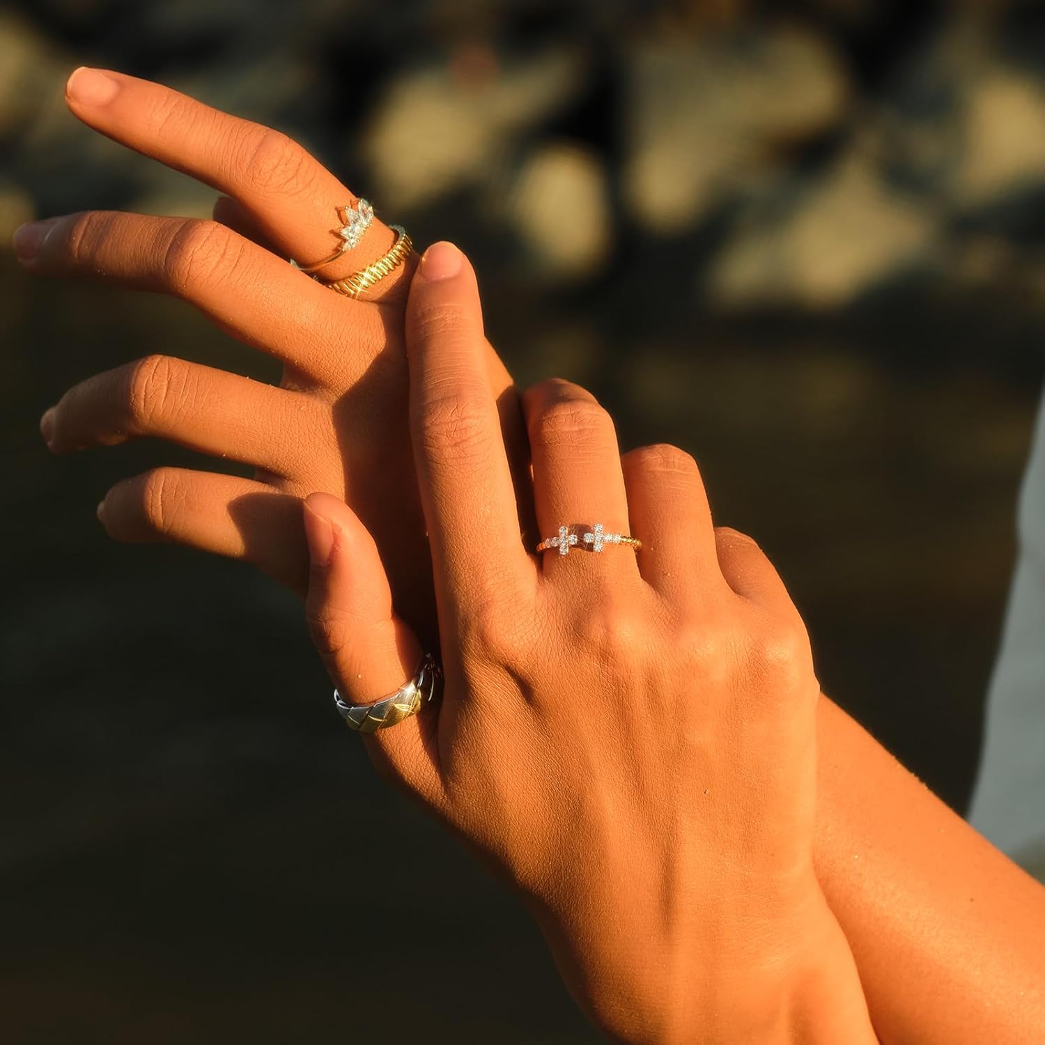 STORYJEWELLERY Cross Rings for Women, Christian Rings for Women, Gold Plated Purity Ring, Adjustable Thumb Ring, Religious Christian Jewelry, Confirmation and Baptism Gifts, Easter Gifts - Image 5