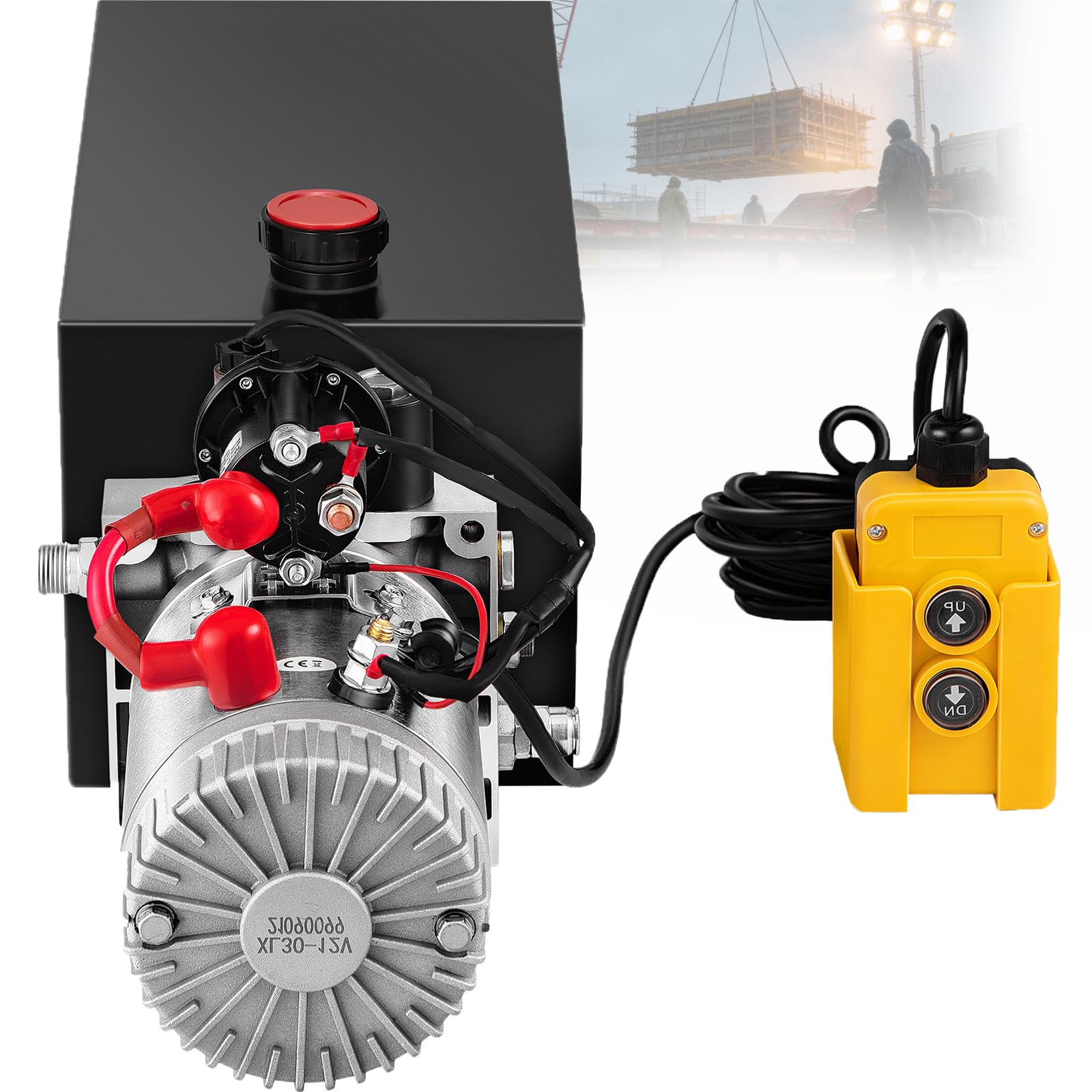 YXYLJOZ Electric Hydraulic Lifting Power Unit,Hydraulic Power Unit,With Metal Tank,12vdc,10 Quart,For Dump Trucks And Dump Trailers