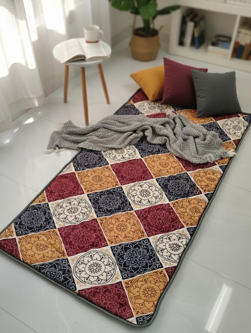 K25 Cotton Floor Bed Mattress with High-Density Foam for Extra Bedding | Lightweight Reversible Portable Rolling Mat for Travel Yoga Outdoor & Camping (Sizes: 72X36X1 Inch, Multicolor)-image-44