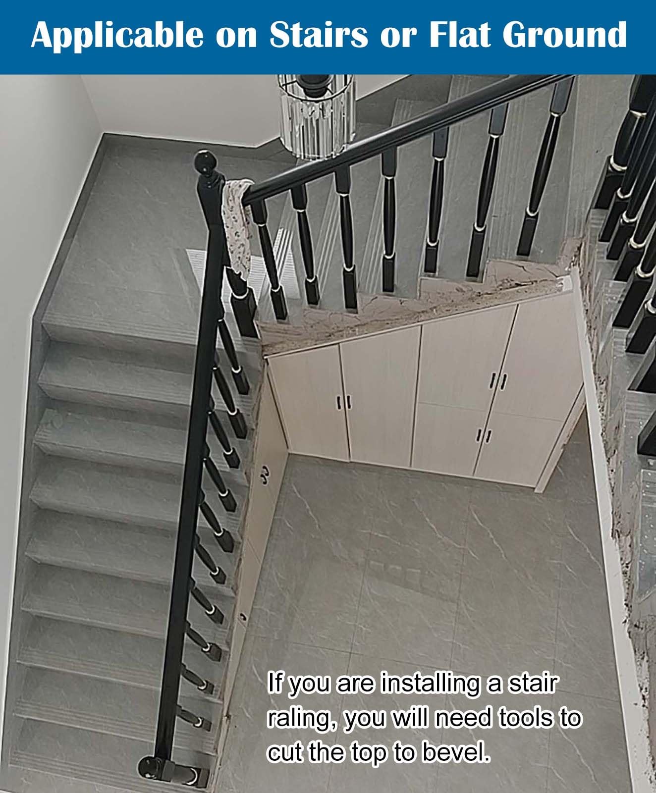 Barandillas para escaleras, Balaustres de escalera madera for remodelación escaleras, barandilla seguridad resistente, color negro(1 Pack)