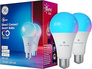 Cync GE Direct Connect A21 Smart LED Light Bulbs, Color Changing Smart Lights, Matter Compatible, Compatible with Alexa and Google Home (2 Pack)