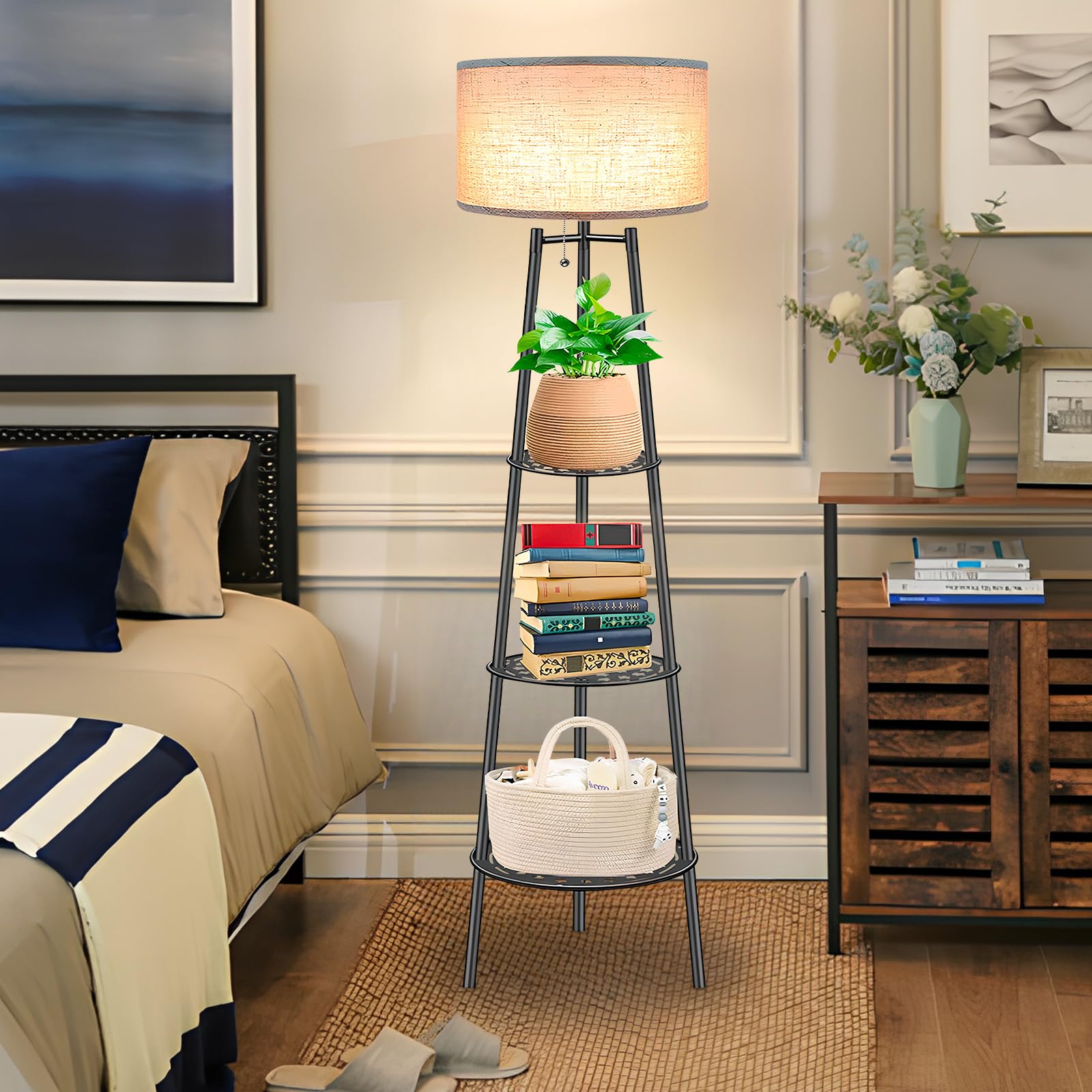 Amazon.co.jp : ZQQLITE フロアランプ 棚付き リビングルーム