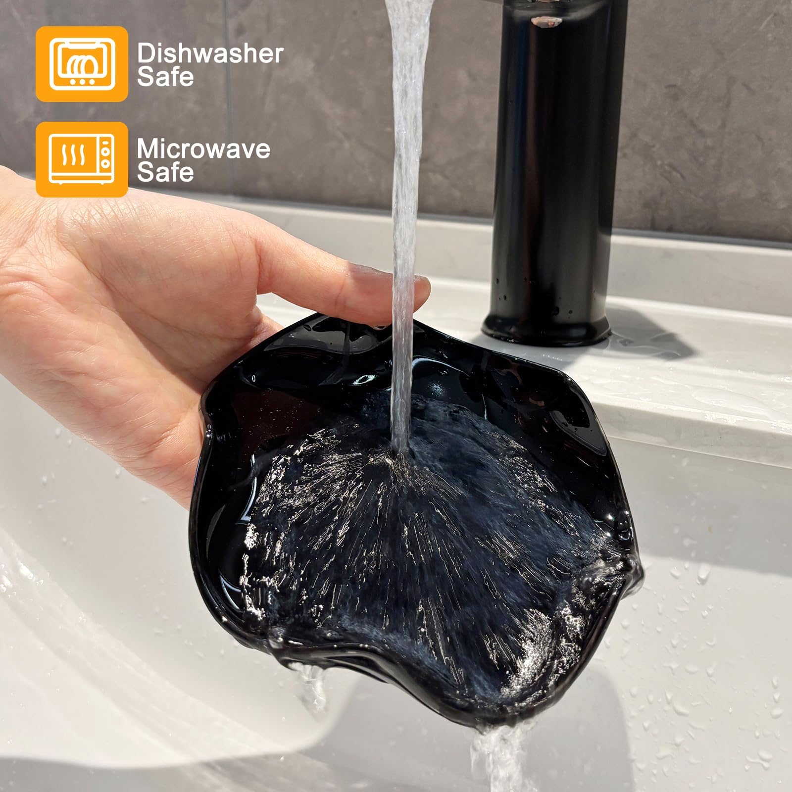 Löffelablage Keramik für die Küche,Kochlöffelablage für Herdplatte und Küchentheke,Löffelhalter für Teelöffel,Kann Löffel, Kaffeelöffelhalter oder Zange platzieren,Spülmaschinengeeignet（Schwarz,13 cm）