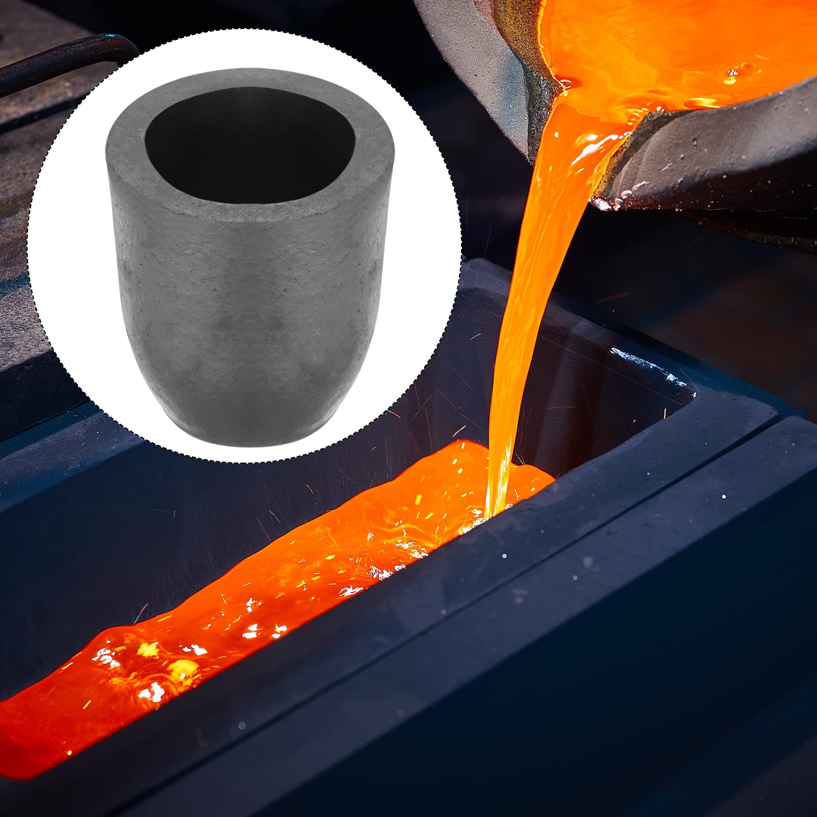 QUARKZMAN Crucible en Graphite Silicium, 6.9kg Creuset pour Coulée de Cuivre, Moule pour Fusion de Métal, pour Fusion D'Or, D'Argent, de Cuivre, 3.86 Pouces IDx5.51 Pouces H
