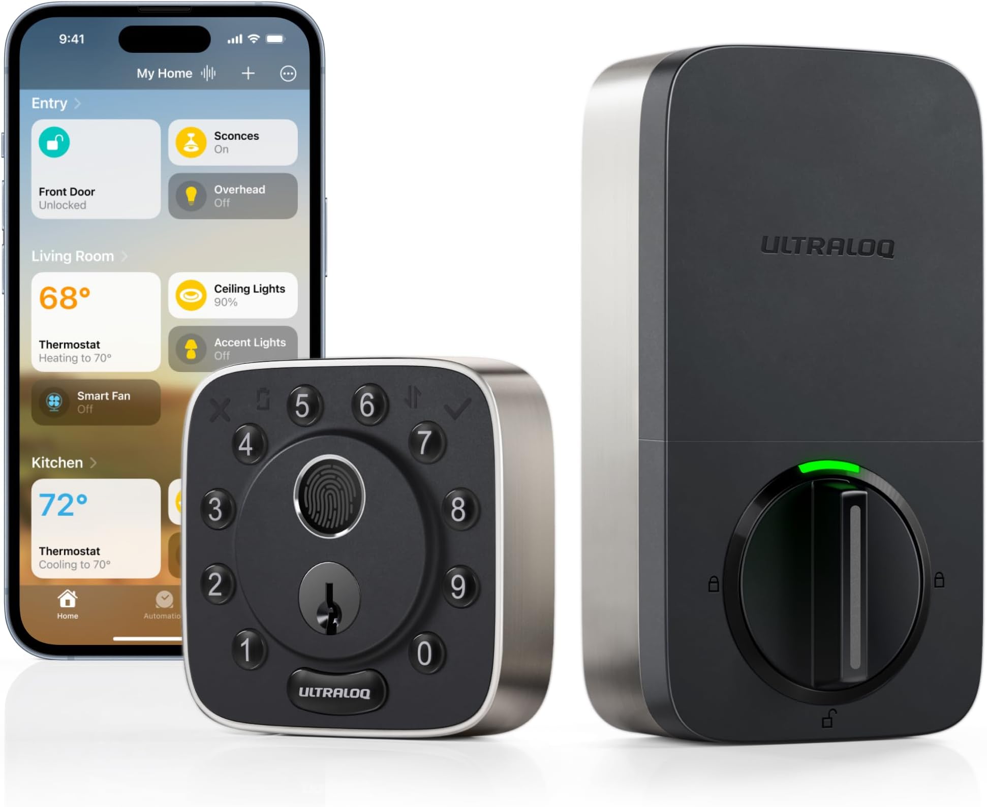 ULTRALOQ Bolt Fingerprint Smart Lock with Apple Home, Keyless Entry Door Lock with Built-in WiFi, Voice Control with Siri, Alexa, Fingerprint Smart Door Lock, Smart WiFi Deadbolt