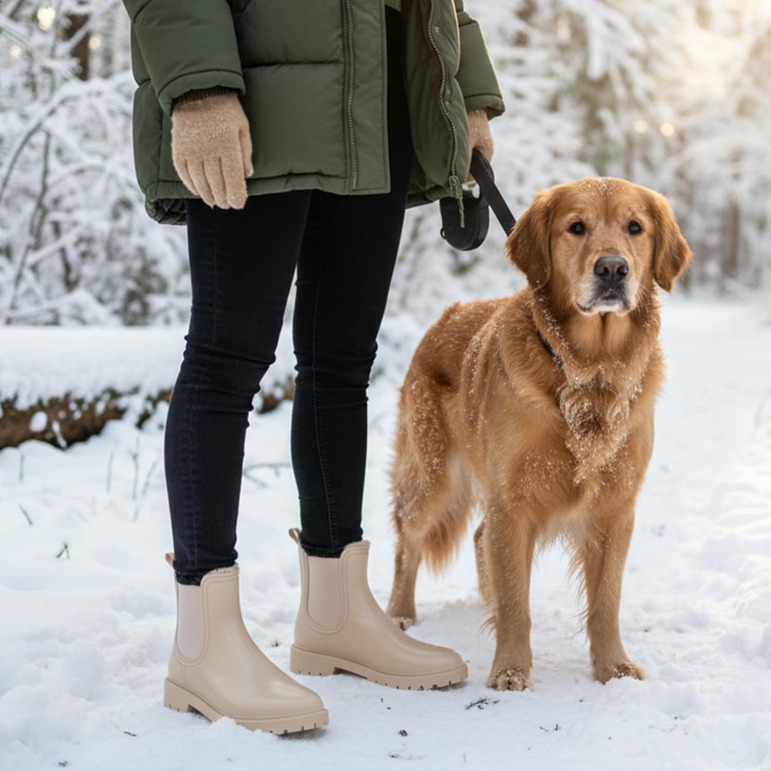 HISEA Winter Rain Boots for Women Waterproof, Womens Insulated Snow Boots Warm, Fur Lined Chelsea Ankle Booties for Autumn and Winter Outdoor Garden Farm Work - Image 7