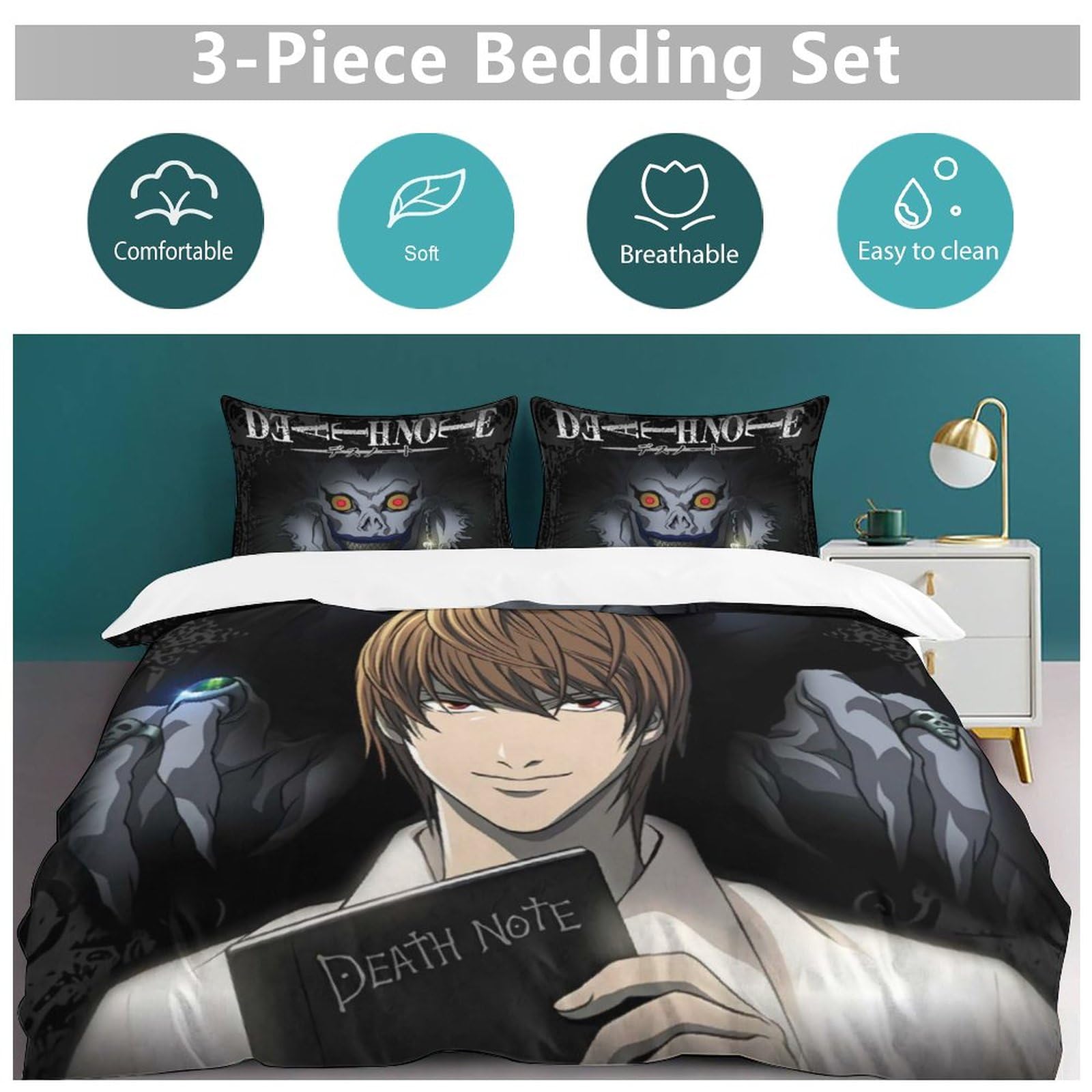 Amazon｜布団カバー シングル・3点セット Death Note デスノート 寝具