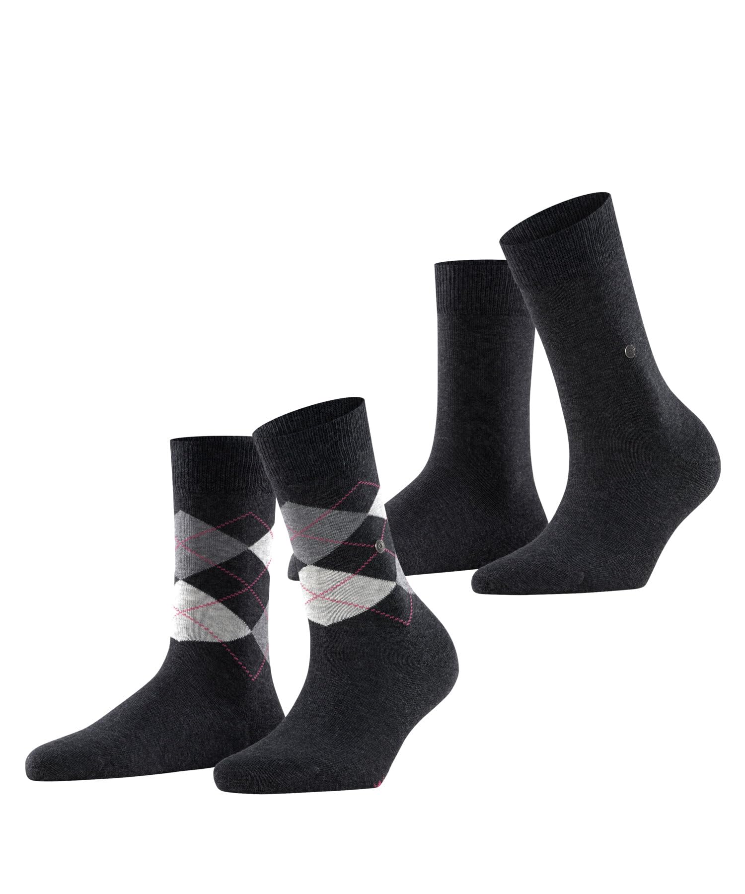 Burlington Women's Grey Anthracite Melange 3081 Everyday Mix Multipack W So Cotton Patterned 2 Pairs Socks, 3.5-7