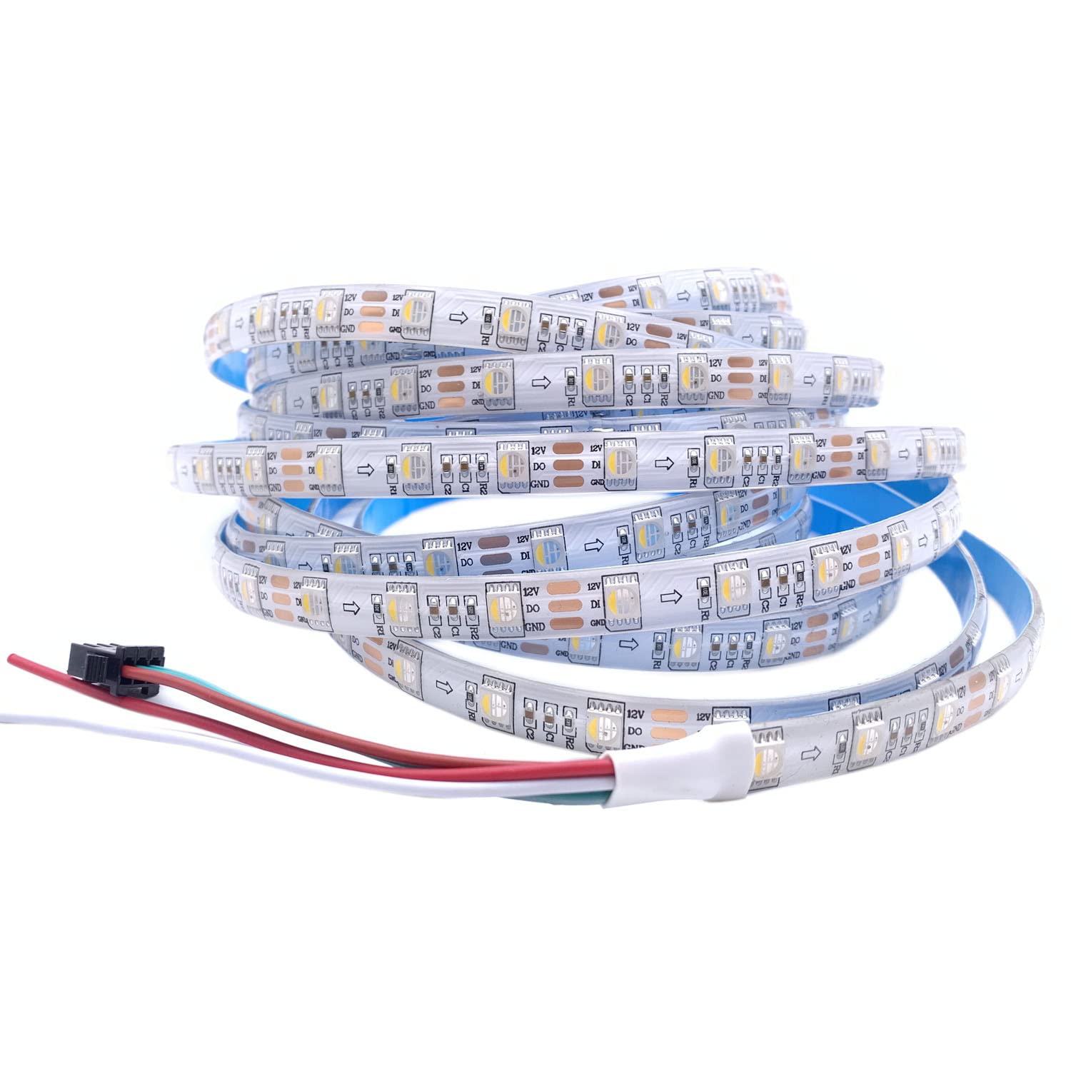 5M DC12V SK6812 RGBW RGBWW LED Tira 60LEDs/m 5050 SMD Flexible LED Luz DC12V IP20 IP65 IP67 Blanco/Negro PCB 1 IC conductor 3 LED (12V 5M SK6812 RGBWW, White Pcb Ip65)