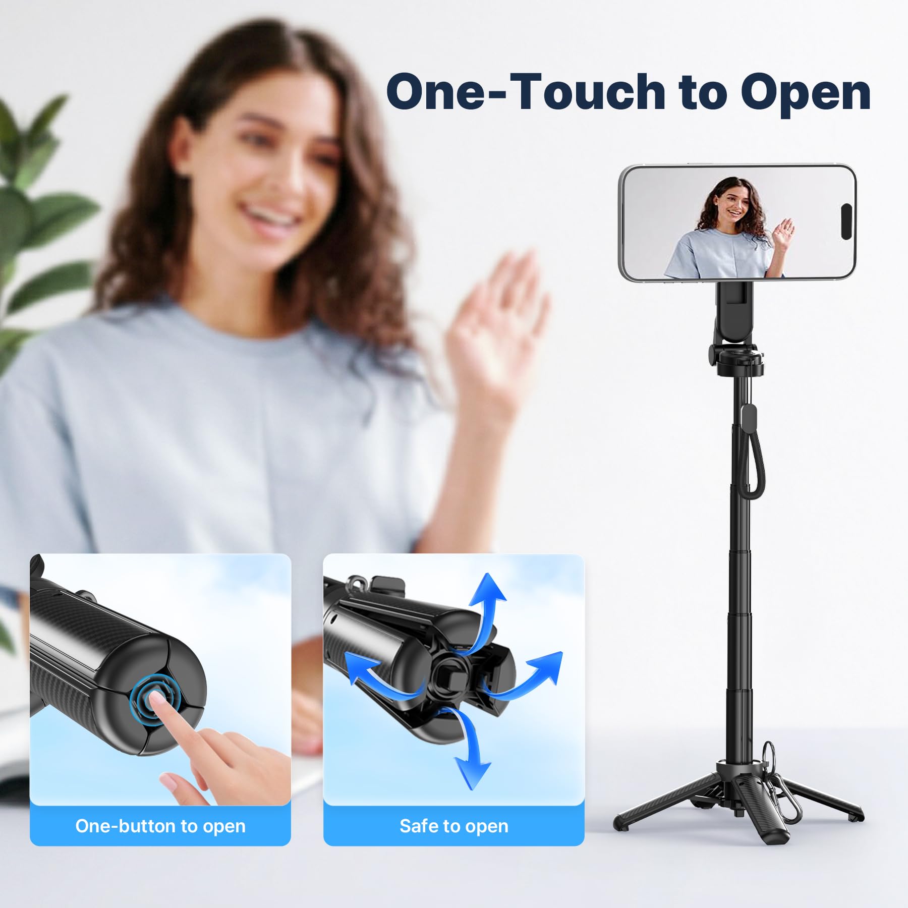 Bastone per selfie magnetico tascabile per iPhone, leggero mini selfie stick treppiede con telecomando staccabile, compatibile con MagSafe, supporto per telefono estensibile pieghevole per viaggi/vlog