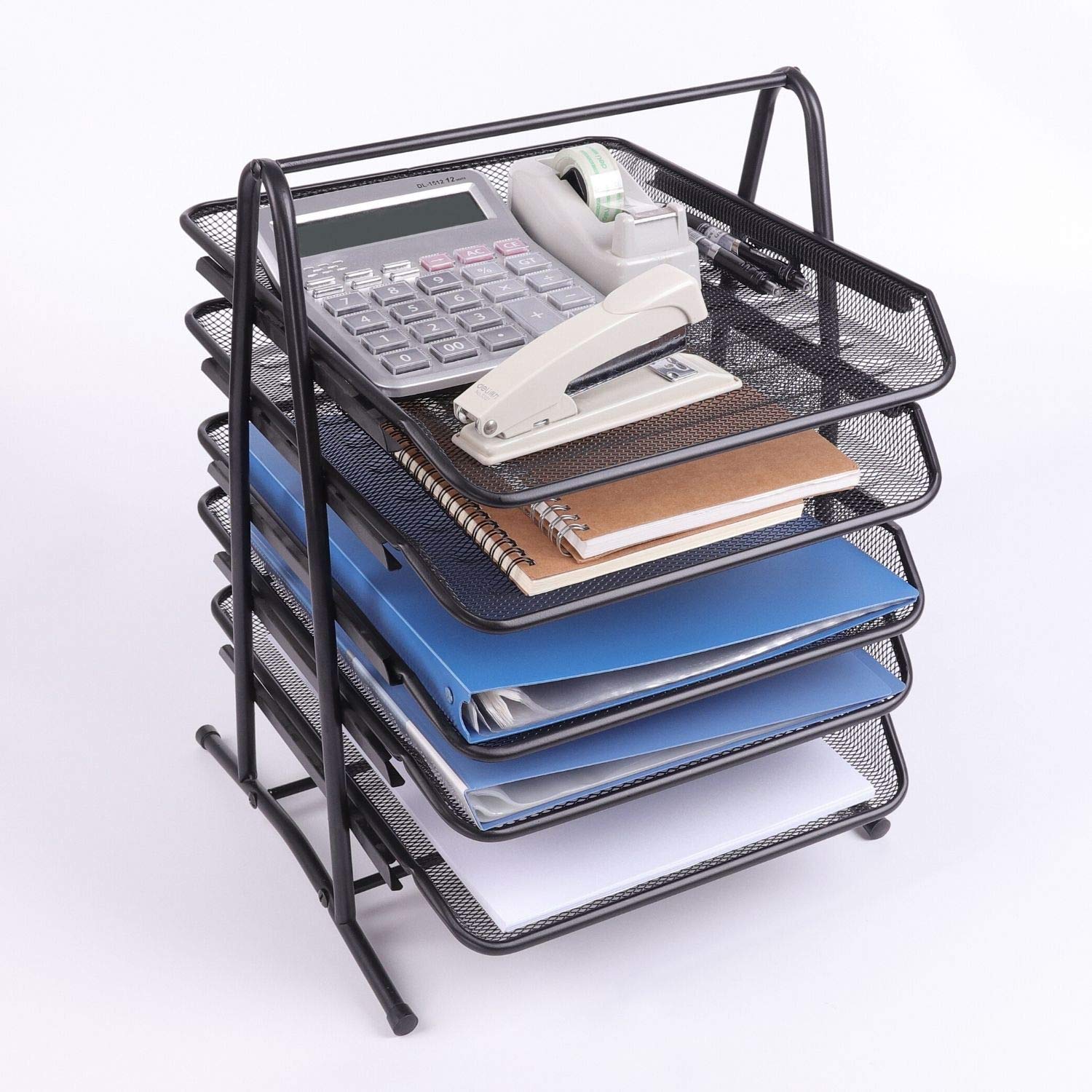 青い金属製書類整理ラック Amazon.co.jp: ziparich 書類トレー 5段 組み立て式 メッシュ メタル