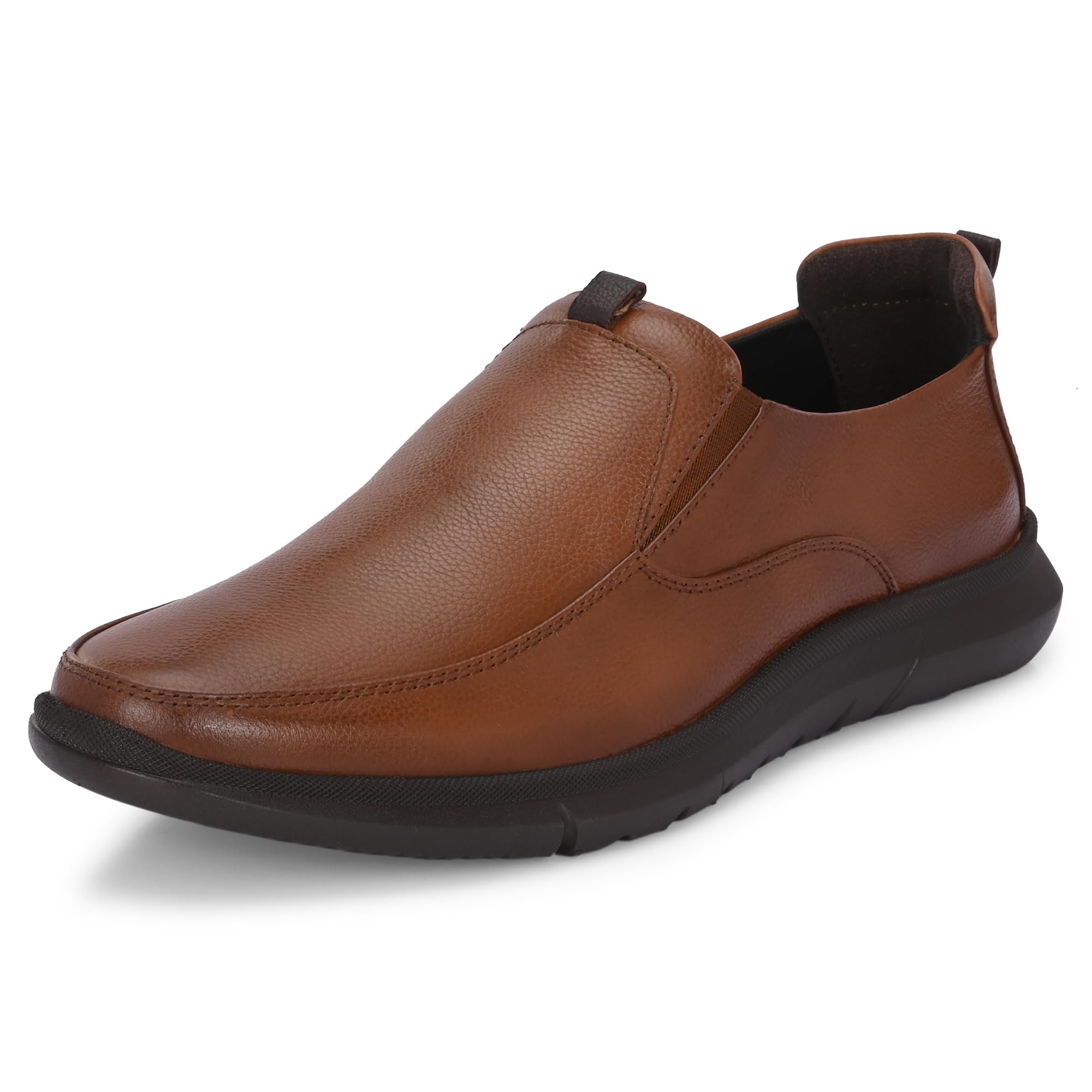 Blue Leather Slip-On Mens Formal Shoe | Stylish with Soft Cushioned Insole | Trendy Non Lace-Up Design | Durable Leather with Anti-Skid Sole | Perfect for Formal Wear 4001-3 TAN (B0D821FXBQ) Amazon Price History, Amazon Price Tracker