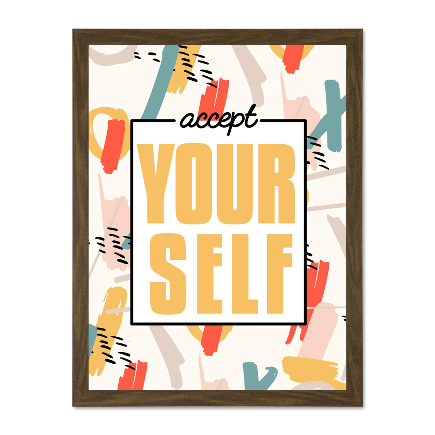 Wee Blue Coo Funky Affirmation Accept Yourself Large Framed Art Print Wall Poster 18x24 inch