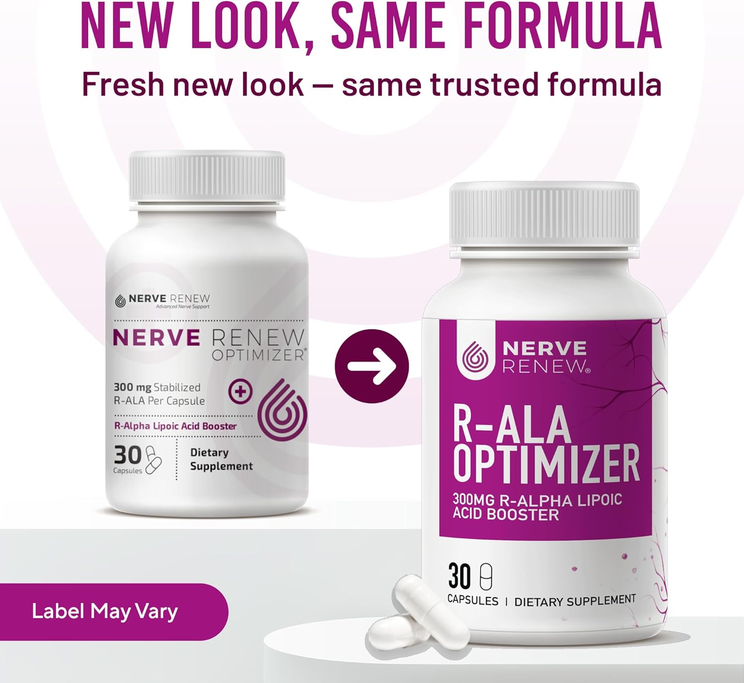 NERVE RENEW Optimizer - Nerve Support Supplement - 30 Capsules - 300 mg Stabilized R-Alpha Lipoic Acid per Capsule - Fast Absorption - Safe and All Natural