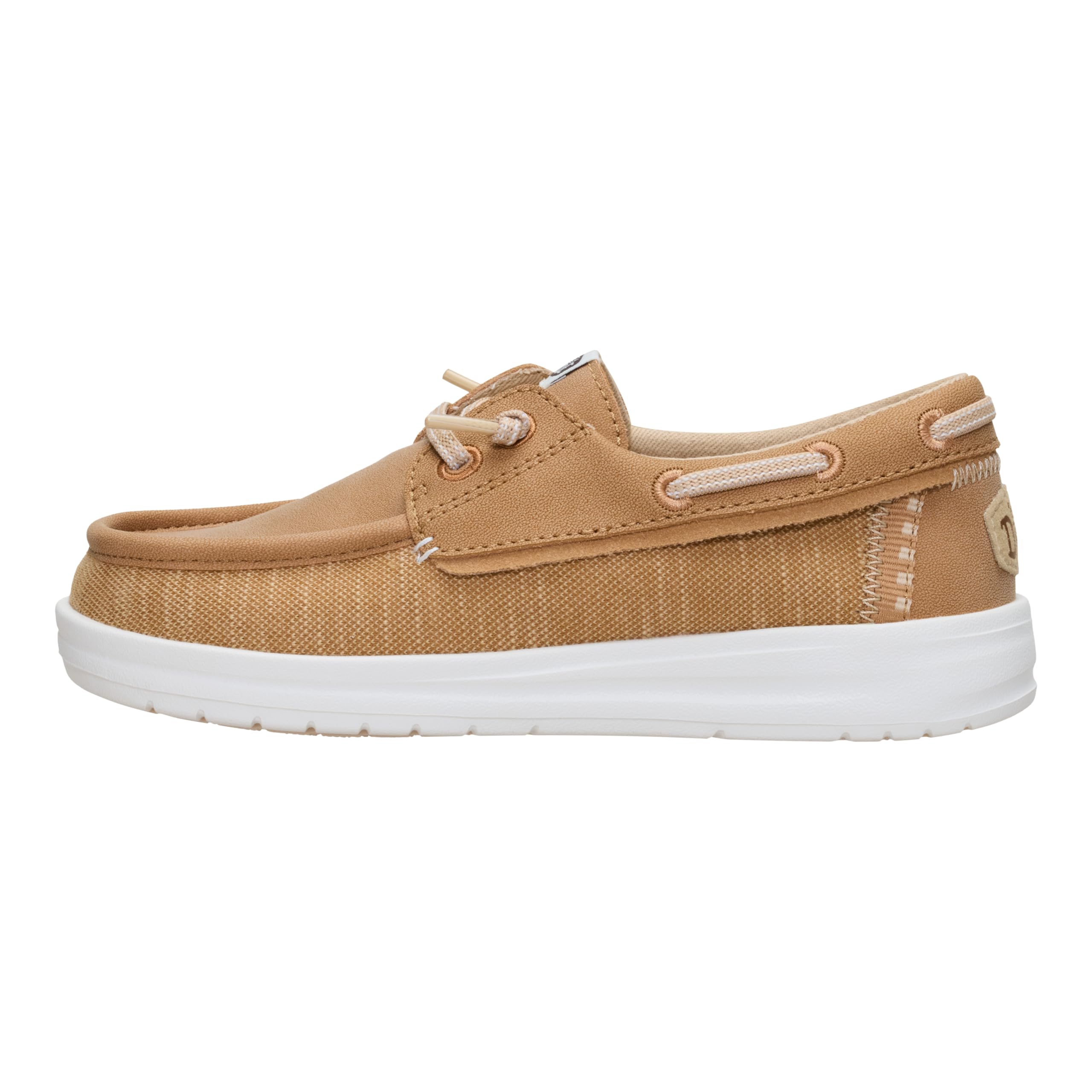 HEYDUDE HEYDUDE Boy's Youth Wells Classic Slip On Shoe, Cognac Size 4 | Lightweight Easy On Kids Shoe with Elastic Laces