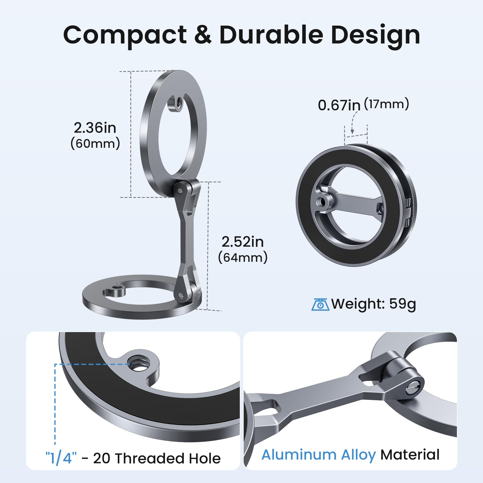 Itramax Supporto Magnetico per Telefono da Palestra,Supporto a Doppio Anello,Staffa Regolabile a 360° con Doppia Faccia per iPhone 17 Air 16 15 14 13 12 Pro Max,Custodia Mag/Safe,Superfici Metalliche