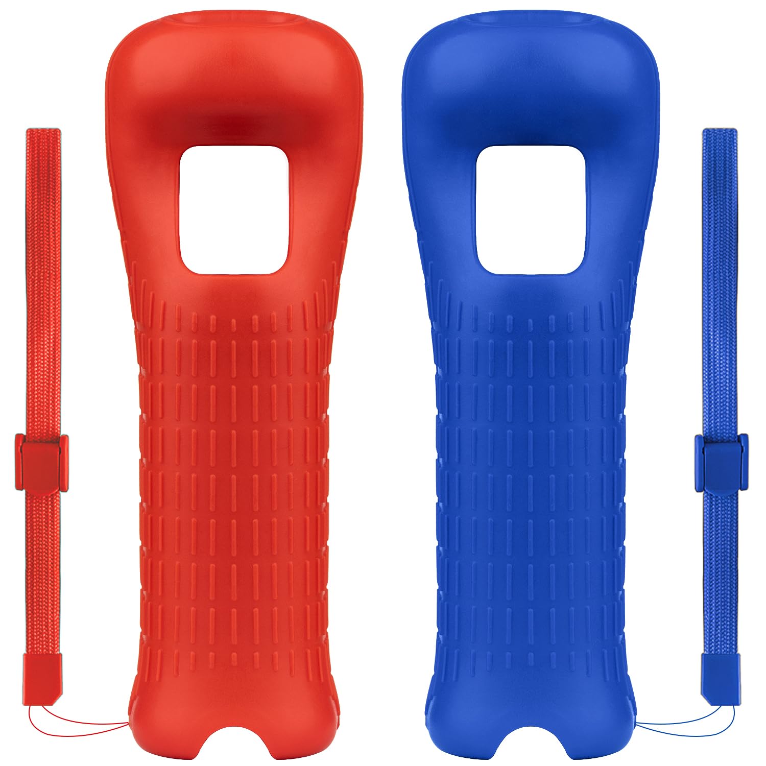 XiQiDianr 2 Packs Silicone Skin Case Cover with Wrist Strap Compatible with Nintendo Wii Remote Controller (Red+Blue) image 2