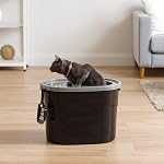 IRIS USA Oval Boîte à litière Cat avec catching lid et Scoop - Moyenne - En haut de l'entrée Stylish enclose Kitty Dog Proof Box, Litiere Pour Chat Bac - noir