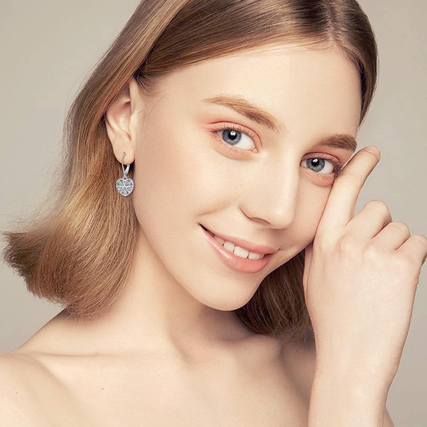 Valentines Day Gifts S925 Sterling Silver Heart Dangle Drop Leverback Clasp Lever back Earrings for Women Jewelry - Image 2