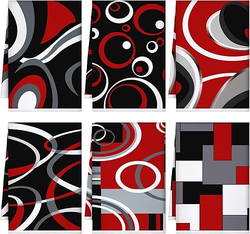 Miniatura 9 de Boyiee Juego de 6 toallas de cocina de café marrones, paños de cocina de 24 x 16 pulgadas, paños decorativos absorbentes, accesorios de mano retro