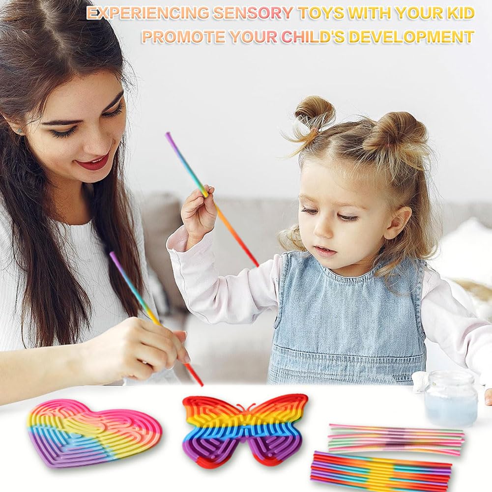 2 Sets Sensory Activity Board,Silicone Fidget Board Toys For Calming Duble Sided Design Kids Busy Board,Calm Down Fidget Toy for Travel Calming Stress - Image 7